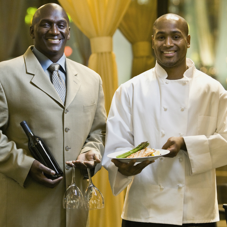Two men in a restaurant